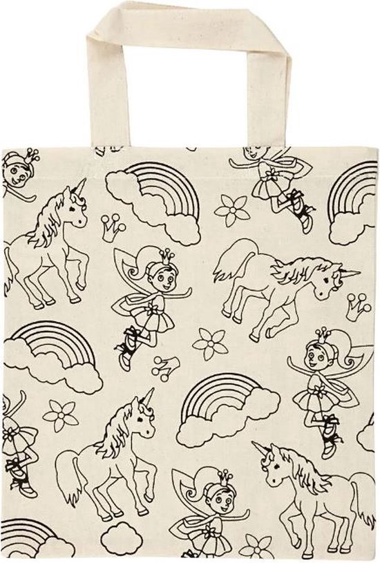 tas Eenhoorn Unicorn shopper om zelf in te kleuren