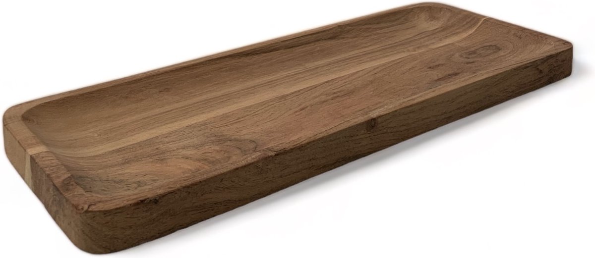 WinQ - Schaal Acaciahout 30x18x1,5cm - presenteerschaal - dienblad - schaal voor kaarsen - onderbord voor kaarsen en olielampen