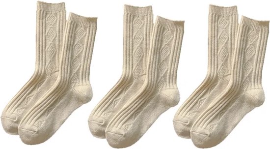 Kasjmier sokken - Cashmere - 3 paar - Crème
