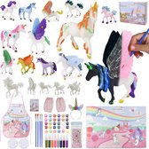 42 Delig Eenhoorn Schilderset - 18 Unicorns - Speelgoed Knutselpakket Meisjes - 4 sets met primaire kleuren, 2 kleurmengpads en meer - Knutselpakket
