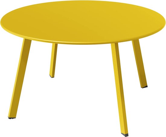 Table basse de terrasse, table d'extérieur, table de balcon, acier de qualité supérieure, assemblage facile, table d'appoint pour extérieur, intérieur, salon, bureau (jaune soufre)