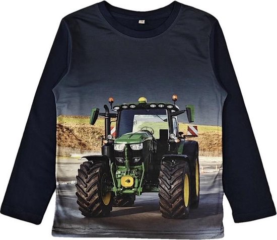 Pull Kinder manches longues imprimé tracteur | tracteur John Deere impression couleur | Couleur bleue | Taille 122/128 | sweat-shirt pour enfants | Très beau!