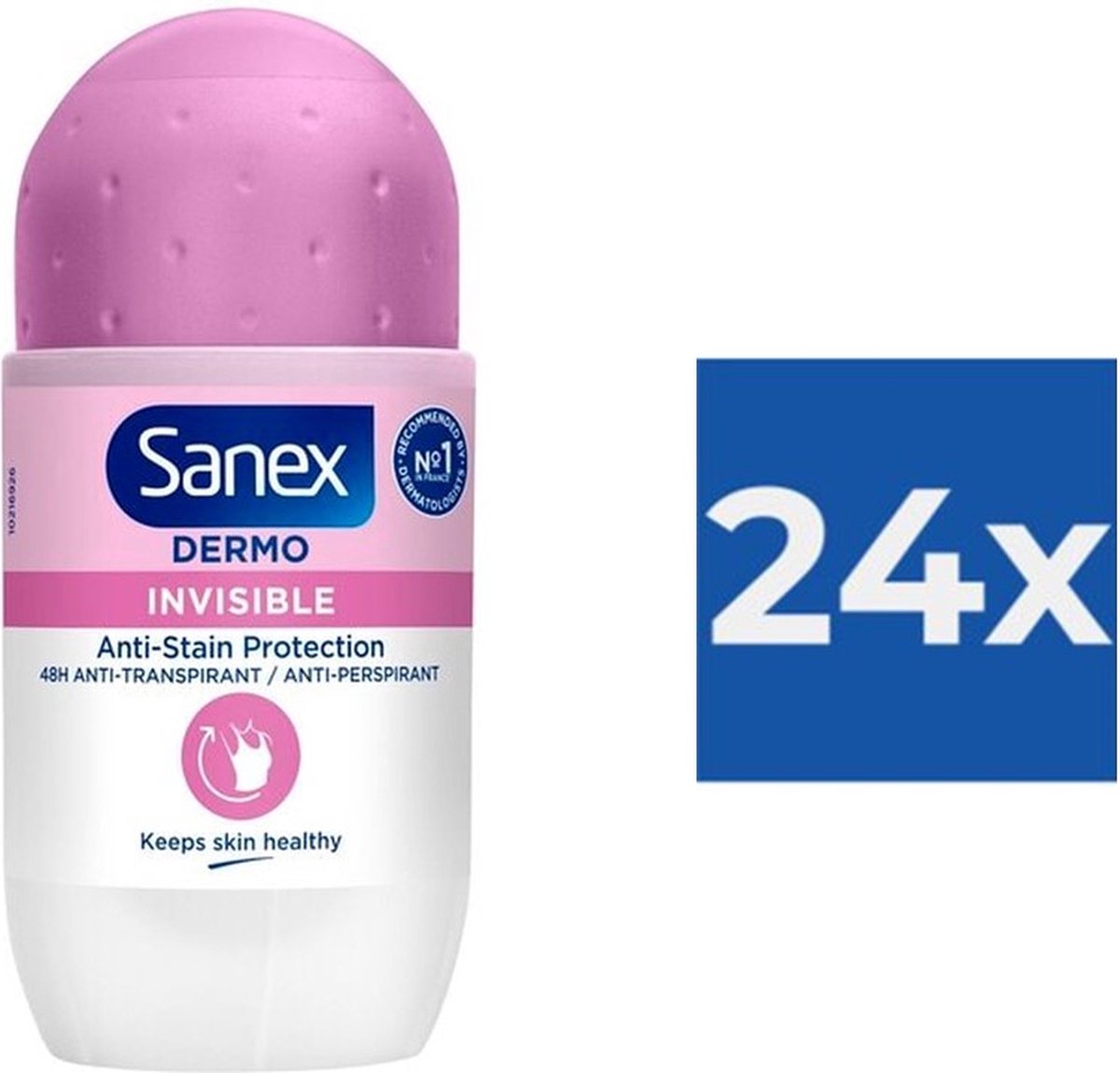 Sanex Deo Roller - Dermo Invisible Anti White Marks - 24 x 50 ml