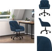 vidaXL Draaibare Kantoorstoel - Blauw Fluweel - 56 x 61 x (78-86) cm - Verstelbare Hoogte - Zwenkwielen - Montage vereist - Bureaustoel