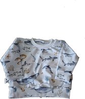 Shirt lange mouw Zeedieren - Wit/Blauw - Little Adventure - Maat 74/80 - Dierenprint - GOTS keurmerk