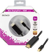 DELTACO Mini DisplayPort naar HDMI kabel - 3 meter - zwart