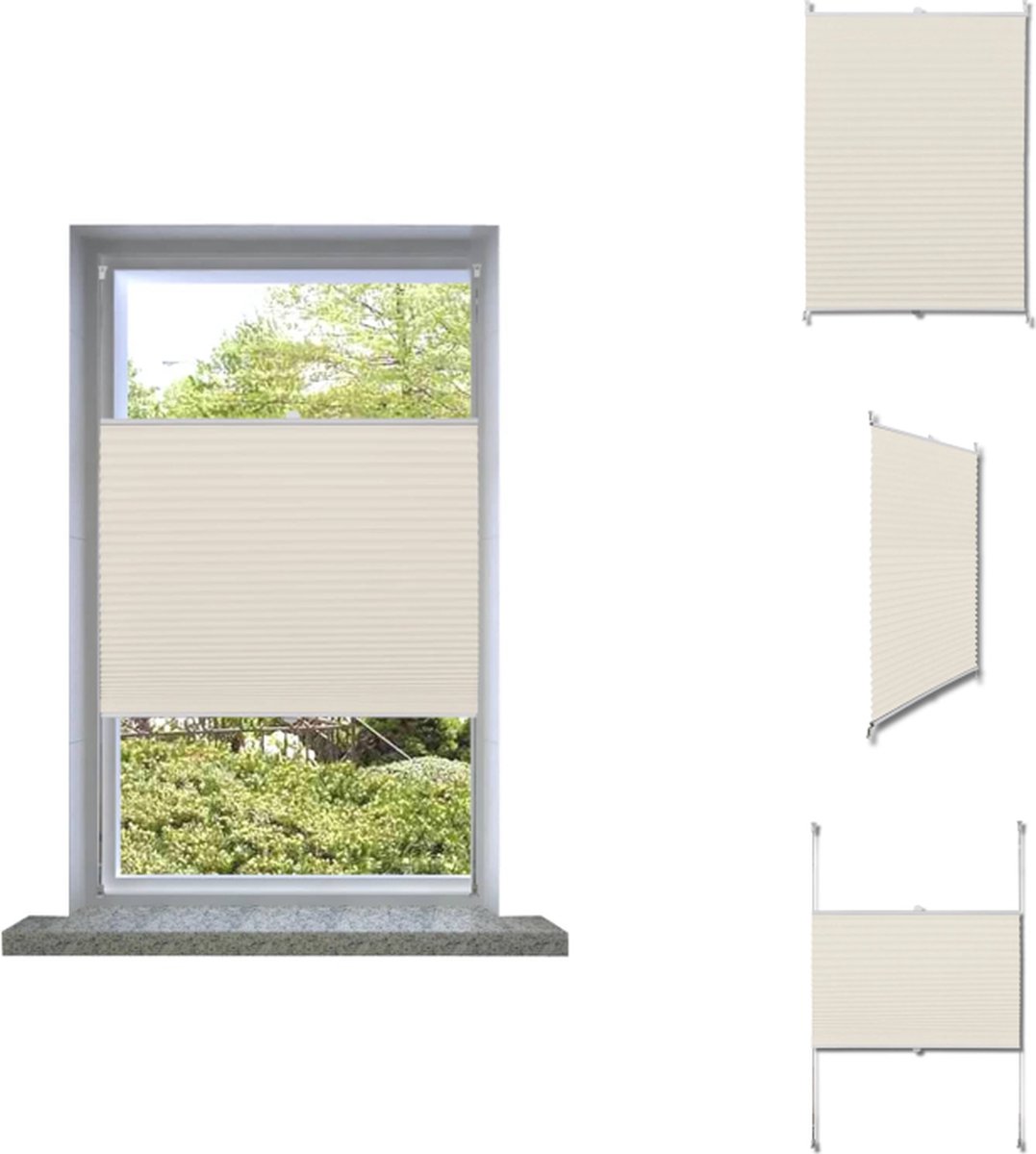 VidaXL Plissé Rolgordijn 80x100 cm Creme zonder boren Jaloezie