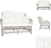 vidaXL 2-zitsbank - rattan - 125 x 80 x 90 cm - grijs - Bank