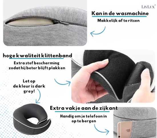 360° traagschuim reis-nekkussen - ergonomisch ondersteunend - wasbare