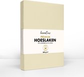 Loom One Premium Hoeslaken – 97% Jersey Katoen / 3% Lycra – 180x200 cm – tot 25cm matrasdikte– 200 g/m² – voor Boxspring-Waterbed - Natural / Crème