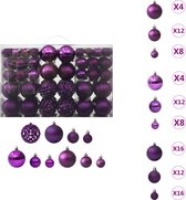vidaXL Ensemble de boules de Noël - Violet - Plastique - 32x3 cm - 36x4 cm - 32x6 cm - Crochets pour boules de Noël