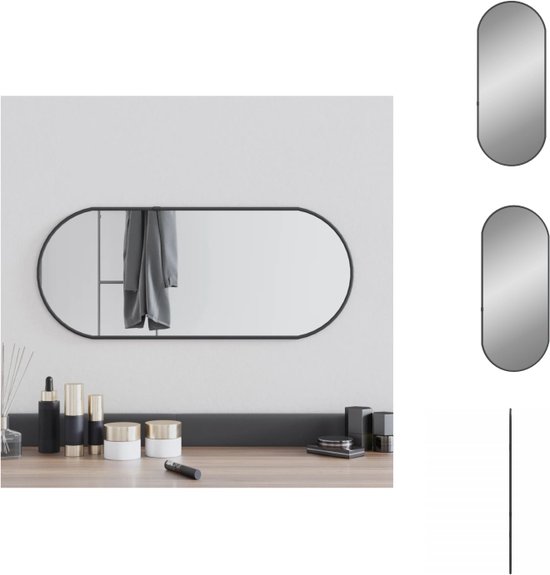 vidaXL Miroir mural Zwart - 60 x 25 cm (L x L) - Cadre en verre et PVC durable - Miroir