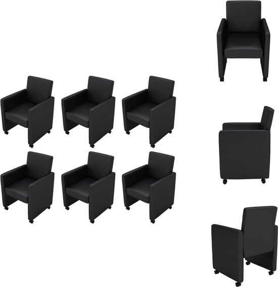 vidaXL Eetkamerstoelen Set van 6 - Zwart - 58.5 x 65 x 88 cm - Ergonomisch - Eetkamerstoel