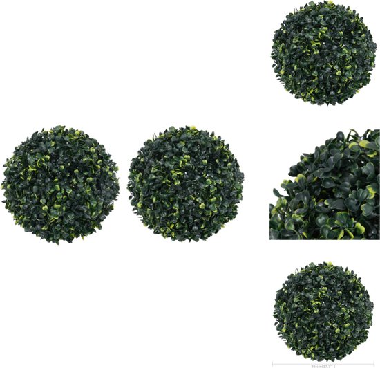 vidaXL Kunstbuxusbollen - Set van 2 - Diameter 45 cm - Weerbestendig - Kunstplant