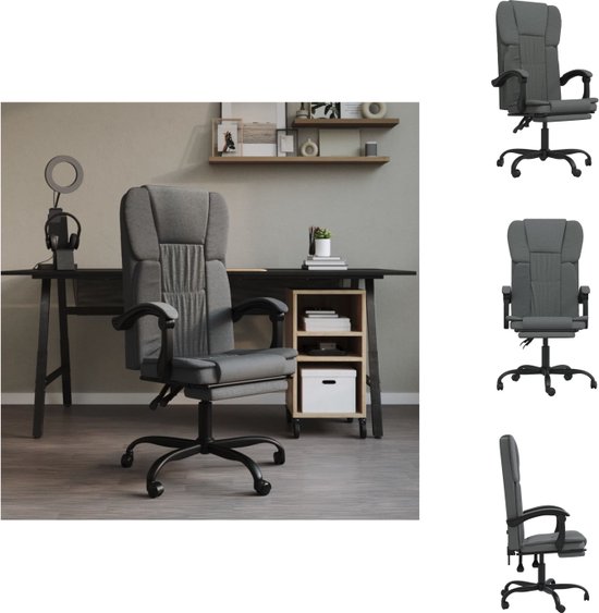 vidaXL Bureaustoel Verstelbaar - donkergrijs - 63x56x122 cm - trendy en comfortabel - Bureaustoel
