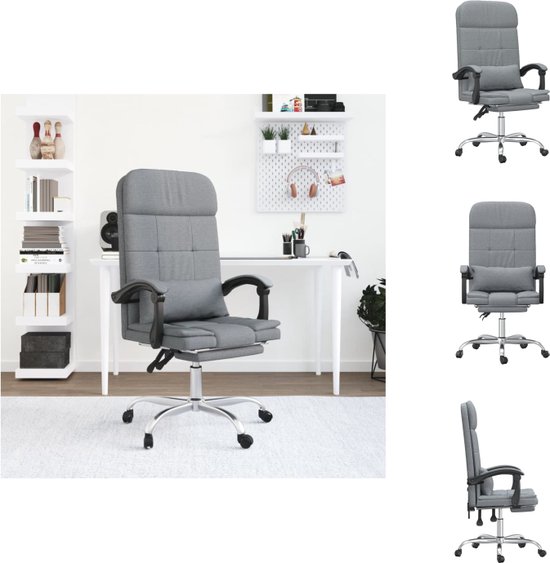vidaXL Chaise de bureau réglable - Gris clair - 63 x 56 x (112,5 - 122) cm - Chaise de bureau