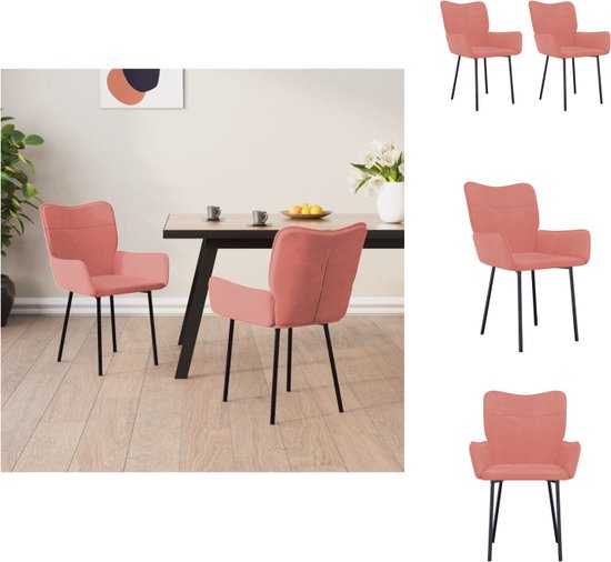 vidaXL Chaise de salle à manger - Velours Rose - 55 x 58,5 x 81,5 cm - Chaise de salle à manger