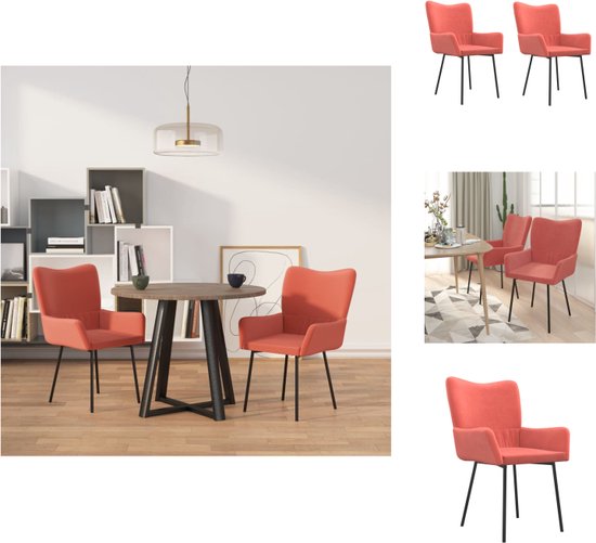 vidaXL Chaises de salle à manger Velours - Rose - 55x57x81,5 cm - Confortable - Chaise de salle à manger