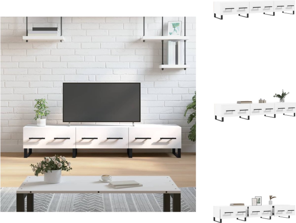 VidaXL Televisiekast TV-meubel 150 x 36 x 30 cm wit bewerkt hout en ijzer Kast