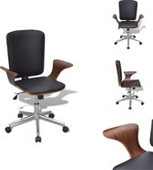 vidaXL Mobilier de bureau - Chaise de bureau ergonomique - Structure en bois de noyer - 69 x 57 cm (L x P) - Simili cuir de haute qualité - Chaise de bureau