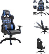 vidaXL Gamingstoel - Ergonomisch - Zwart/Blauw - 68.5x68x(118-125) cm - Met 360° draaibaar ontwerp - Bureaustoel