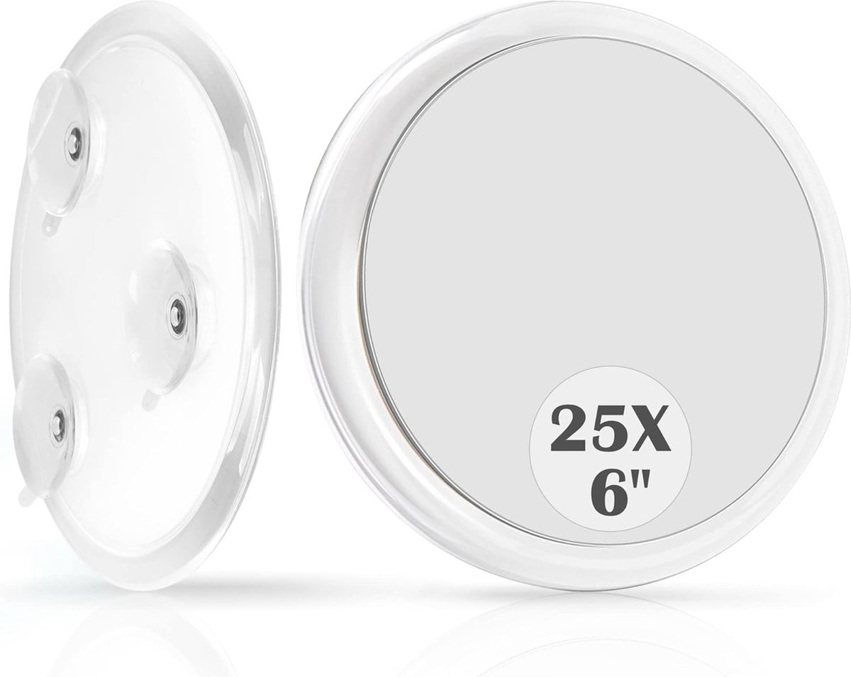 Goedkoopste Vergrotingsspiegel, 25 x vergrotingsspiegel met zuignappen, vergrotingsspiegel voor make-up, 25 x reisvergrotingsspiegel, geschikt voor slaapkamer, badkamer en reis, 15,2 cm