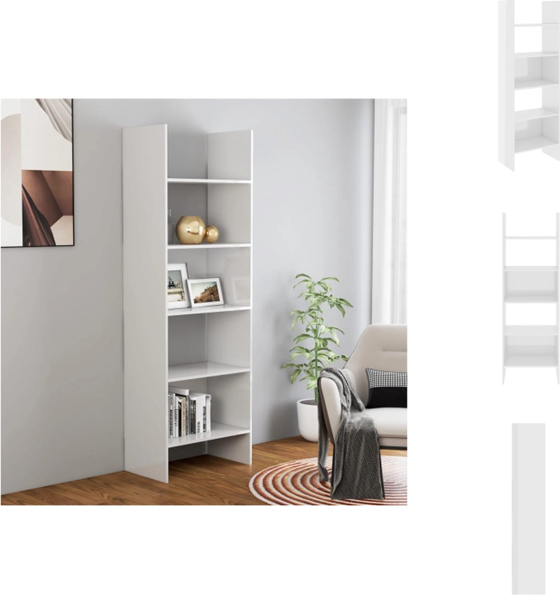 VidaXL Opbergkast 60 x 35 x 180 cm Hoogglans wit Kast