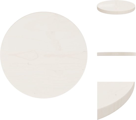 vidaXL Tafelblad - Grenenhout - 30 x 2.5 cm - Ronde vorm - Wit - Tafelonderdeel