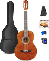 Guitare acoustique pour débutants - Guitare classique MAX SoloArt / Guitare espagnole avec guitare 39 pouces, housse de guitare, accordeur de guitare et accessoires supplémentaires - Marron (bois)