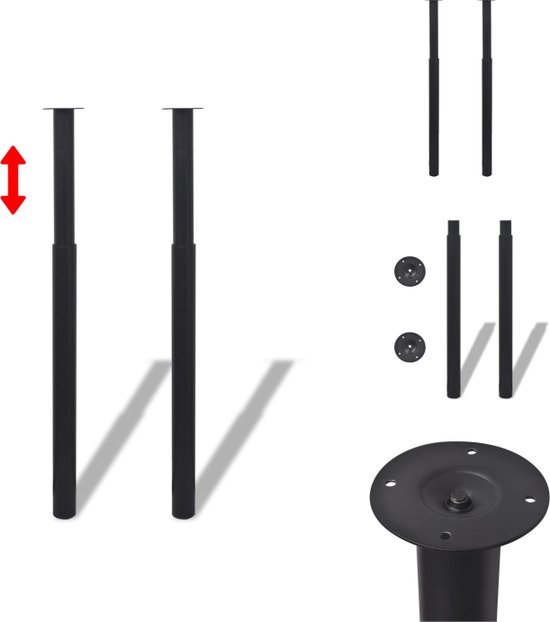 Set van 4 zwarte metalen tafelpoten, 19 cm hoog, 60 mm doorsnede, incl