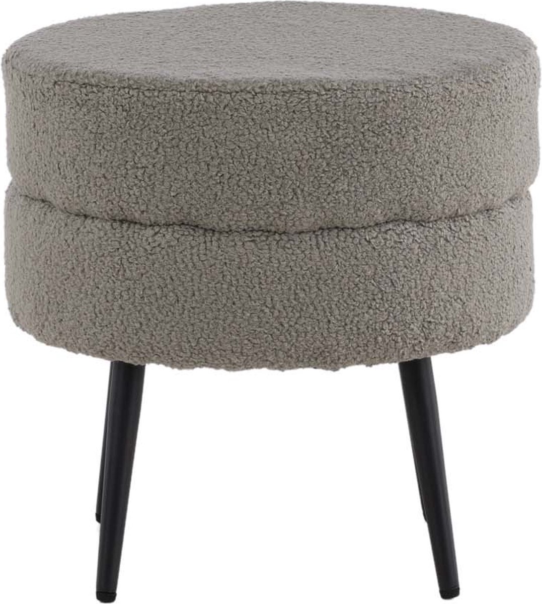 Venture - Home - Poef - Pot - 40x40x40 - cm - teddystof - zwart - en - grijs
