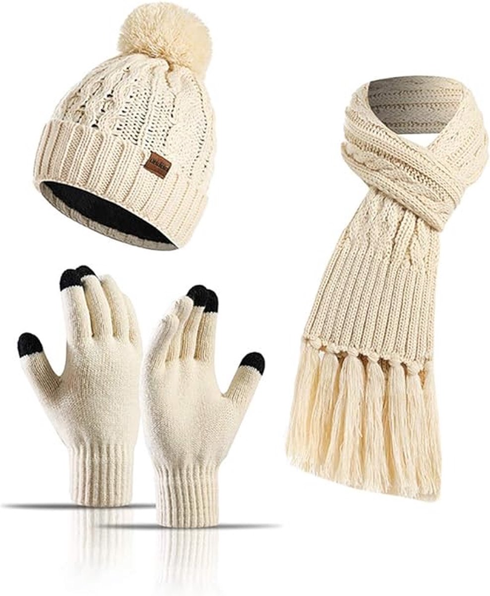 Ensemble hiver tricoté écharpe, bonnet, gants homme - Grijs - Anthracite