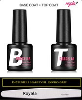 Royala Base & Top Coat 14 ml incl. gratis Nagelvijl - Gellak - No Wipe Topcoat - Goede Aanhechting - Blijvend Glanzende Nagels - Gellak Base en Topcoat - Geen Plaklaag - Top coat Base coat