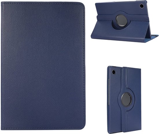 Casemania Hoes Geschikt voor Samsung Galaxy Tab A9 (8.7 inch 2023) Donker Blauw - Draaibare Tablet Case met Standaard