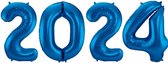 Ballon Cijfer 2024 Oud En Nieuw Versiering Nieuw Jaar Feest Artikelen Blauwe Happy New Year Ballonnen Blauw – 70 cm