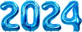 Folie Ballon Cijfer 2024 Oud En Nieuw Versiering Nieuw Jaar Feest Artikelen Happy New Year Decoratie Blauwe - XL Formaat
