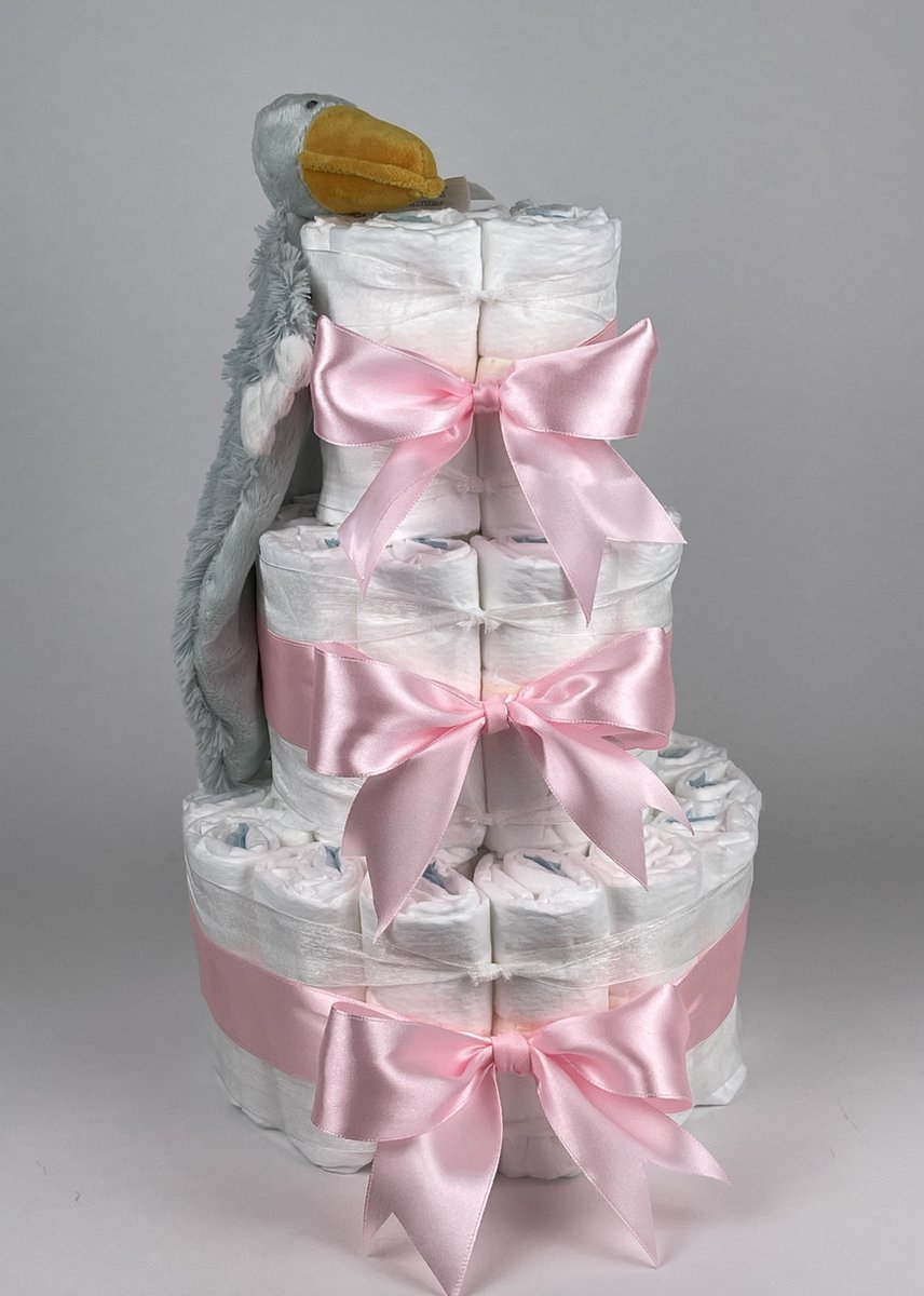 Goedkoopste Chouette-Chouette | Luiertaart Meisje | Kraamcadeau | Geboorte Meisje | Babyshower | Tuttle Pelikaan Pucci Roze