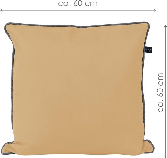 Set of 2 Cushion Covers 60 x 60 cm [Taupe + Piping Grey] Super Soft