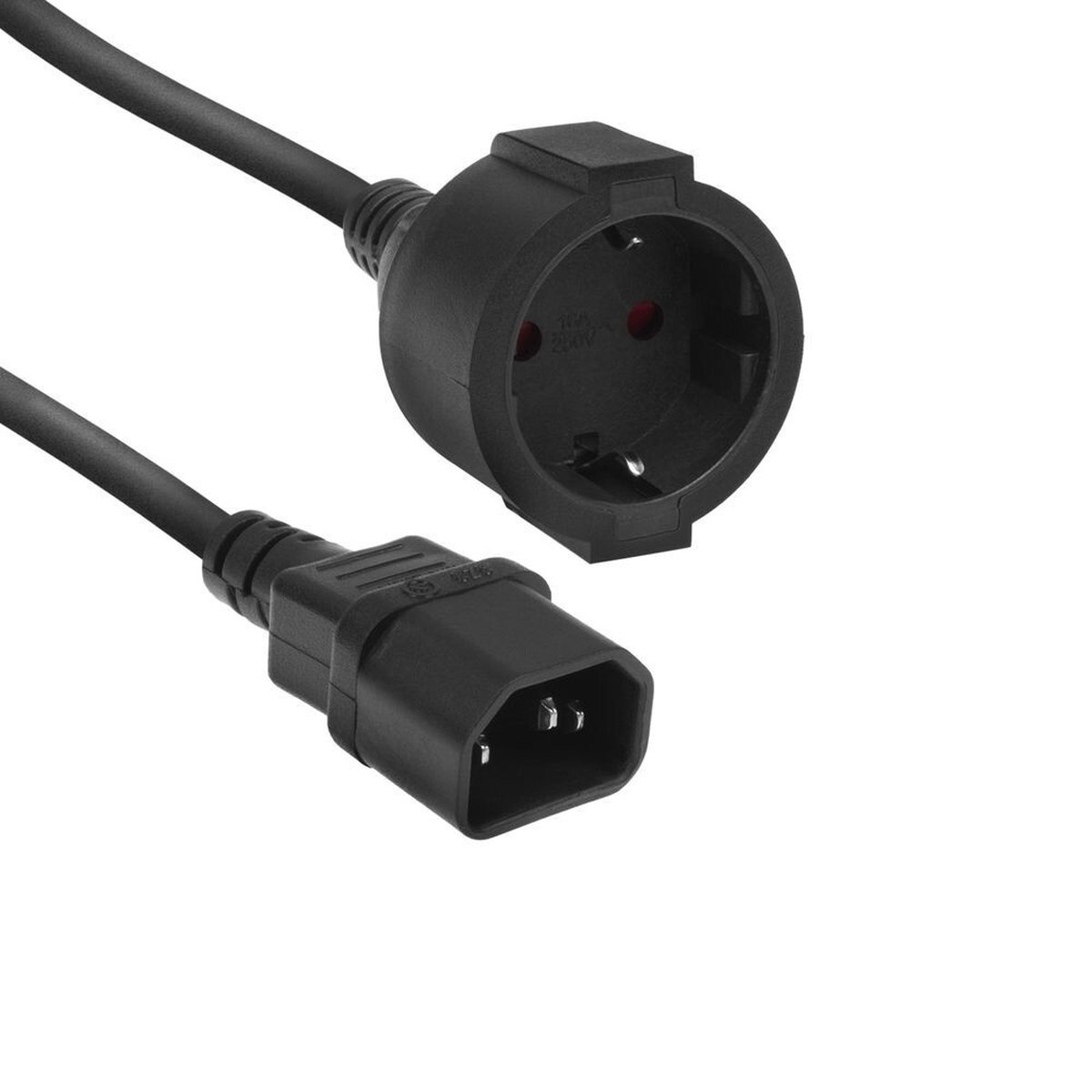 ACT Netsnoer C14 - CEE 7/3 zwart 0,2 m AK5250