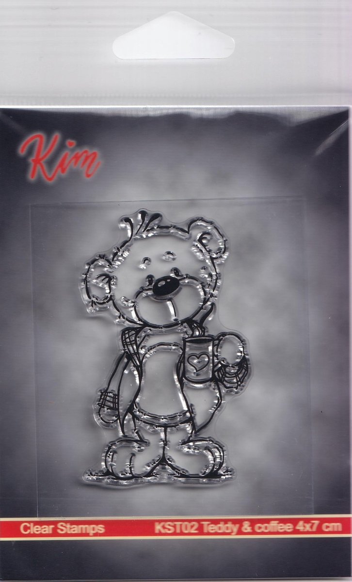 KST02 Hobby Holland stempel - Teddy & Coffee time - winter clearstamp - beer kop koffie - cozy teddybeer - kerst - koffiemok - Nellie Snellen