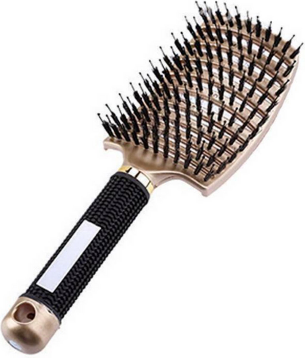 Smooth Hair Haarborstel – Anti klit haarborstel – Curved Hair Brush – Haarborstel varkenshaar – Duurzaam – Goud