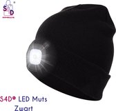 S4D® - Muts LED Verlichting - Muts Heren en Dames - Sportmutsen - Beanie Muts - Hoofdlamp - Onze Size - Zwart