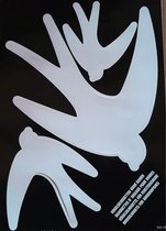 Vogel silhouetten voor ramen - wit - zwaluw - 3 stuks op vel.