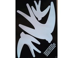 Vogel silhouetten voor ramen - wit - zwaluw - 3 stuks op vel.