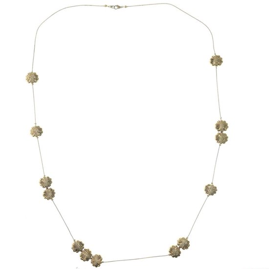 Behave Sautoir couleur or avec perles fleurs 100 cm