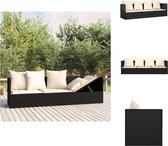 vidaXL Lit lounge - Poly - Zwart - 203 x 58 x 56 cm - Avec Coussins - Chaise longue