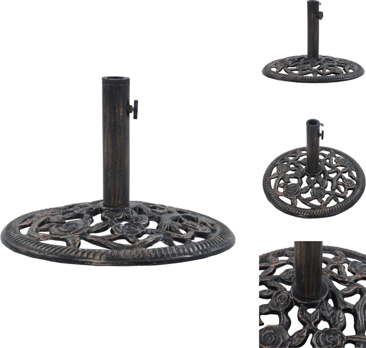 Bol.com vidaXL Parasolvoet - Parasolvoeten - Parasol Voet - Parasol Voet - Parasolvoet 12 kg 48 cm gietijzer bronskleurig aanbieding