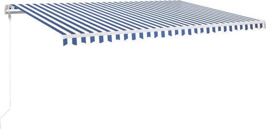 vidaXL Auvent extensible - Auvent extérieur - 500x350 cm - Blauw et Wit - Protection solaire pour fenêtre