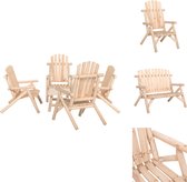 vidaXL Loungeset - Massief vurenhout - Adirondack stijl - 2 stoelen - 2 banken - 1 tafel - 68x86x103 cm - 119x85x98 cm - 90x50x41 cm - Tuinset