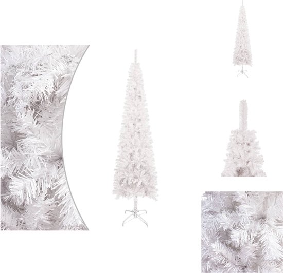 vidaXL Kunstkerstboom Smalle witte kerstboom 120 cm PVC en staal